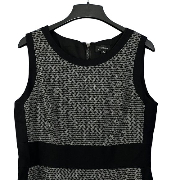 Tahari Womens Knit Dress Black Sleeveless Contrast Detail Office Career Size 12 - Picture 2 of 9